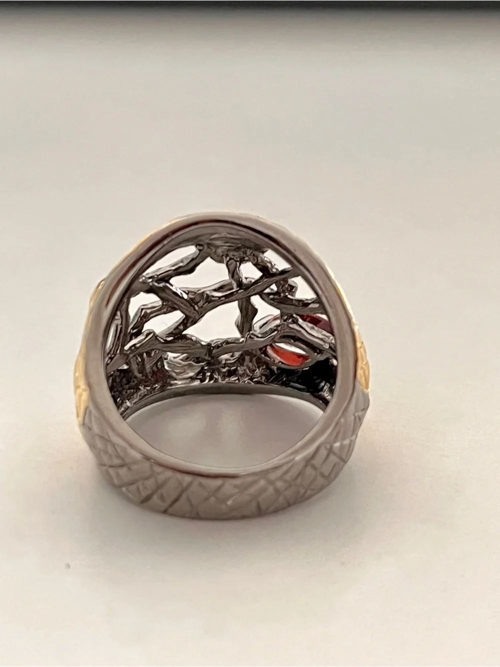 Rhodium Plated 925 Sterling Silver Statement Ring Approx Sz 6.5